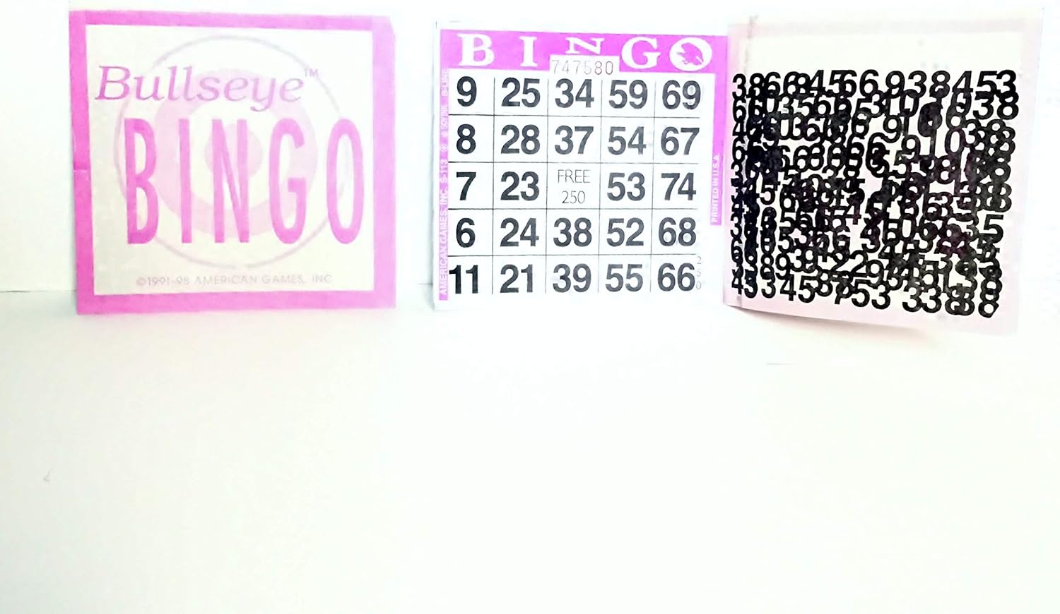 United Novelty 1 on Bullseye Bingo Sealed/Tear Open Paper Game Cards- Sealed Box of 1000- Purple Border