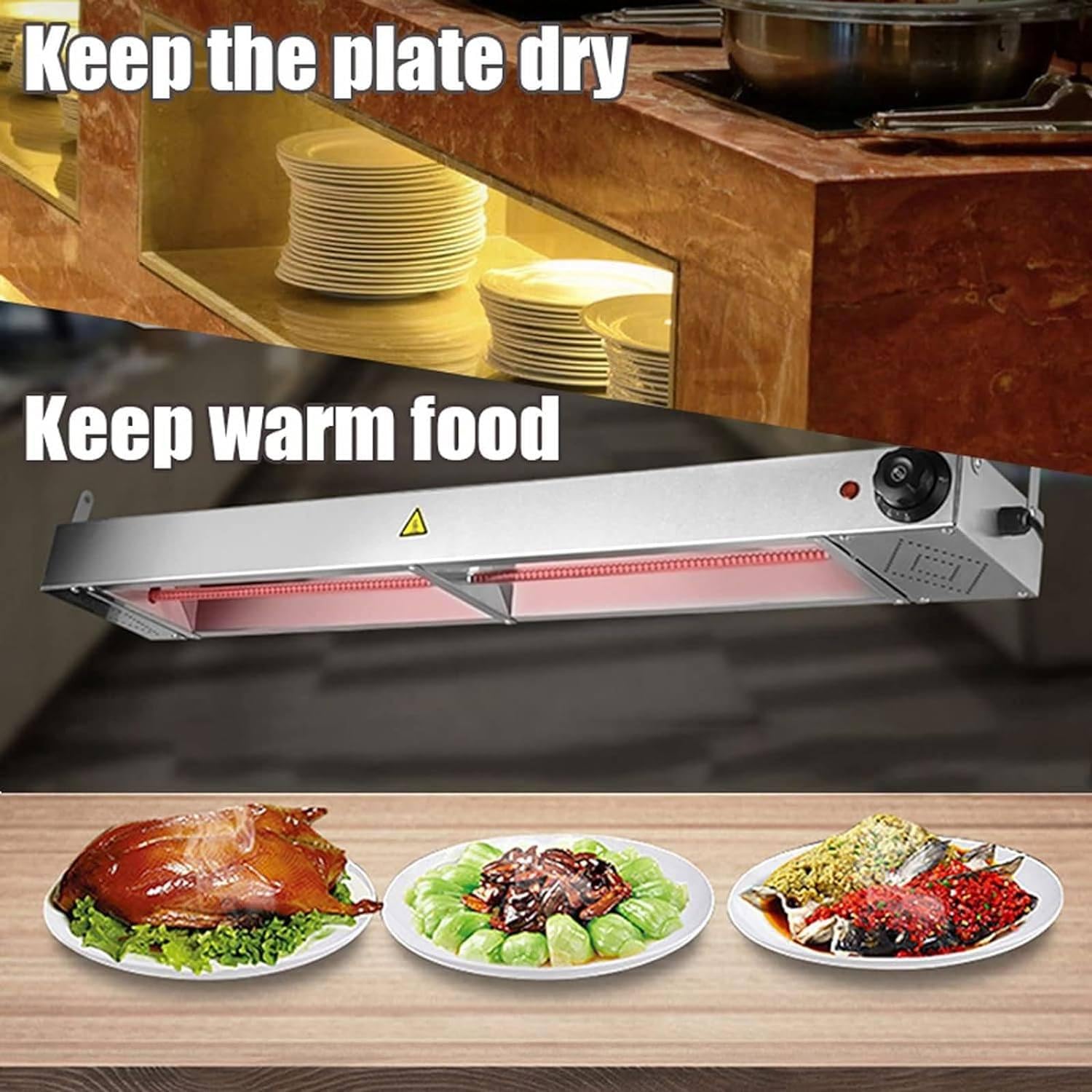 Lampe Chauffe Plat Cuisine,Chauffe Plat Buffet,Commercial Réchaufeur d'aliments,éQuipement De Cuisine De Restaurant,pour Restaurants Buffet,Cuisines,60 * 15 * 6.5cm