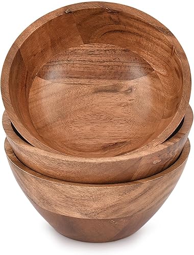 Miniatura 2 de NIRMAN Juego de cuencos de madera de acacia para cuencos de cocina para entretener pequeños aperitivos, juego de cuencos de cocina, cuencos de