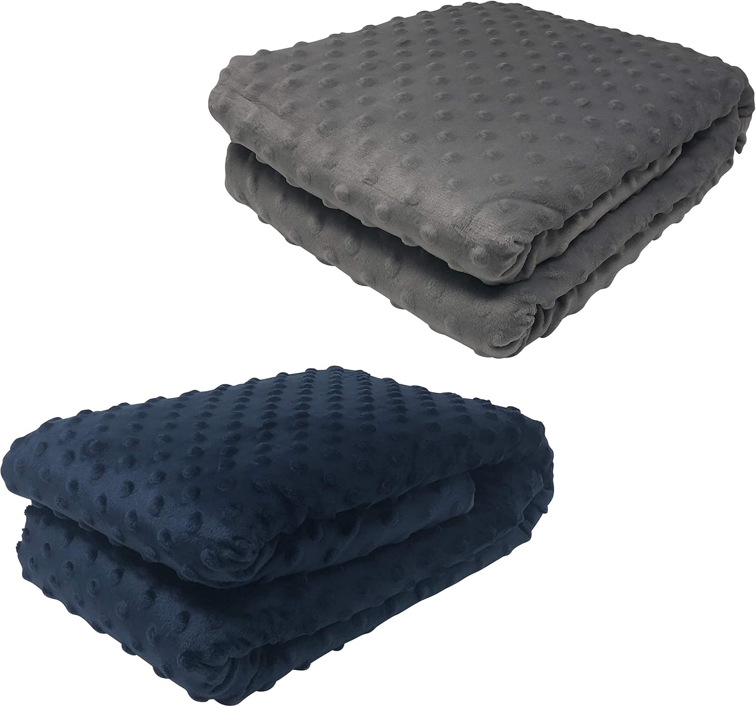 BARMY Weighted Lap Blanket (48x24 inches, 6 lbs) Cool Gray and Navy Blue Bundle, Weighted Lap Pad with Cotton Inner Blanket and Removable Cover for Adults and Kids, Weighted Throw Blanket