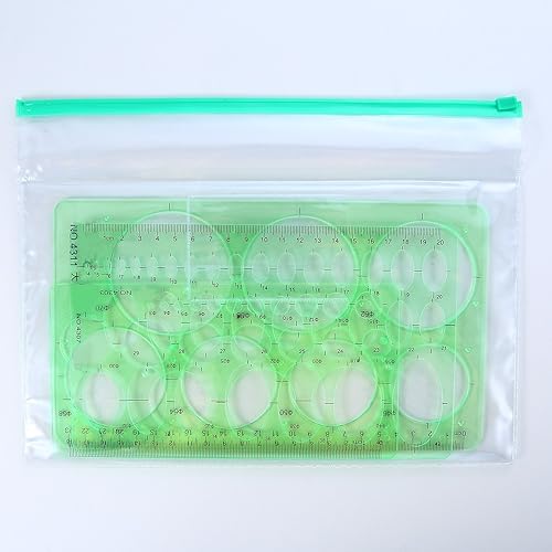 Miniatura 7 de Hestya Plantilla circular de 3 piezas de plástico para círculos y plantillas ovaladas, reglas de medición, dibujo digital para dibujos de encofrados