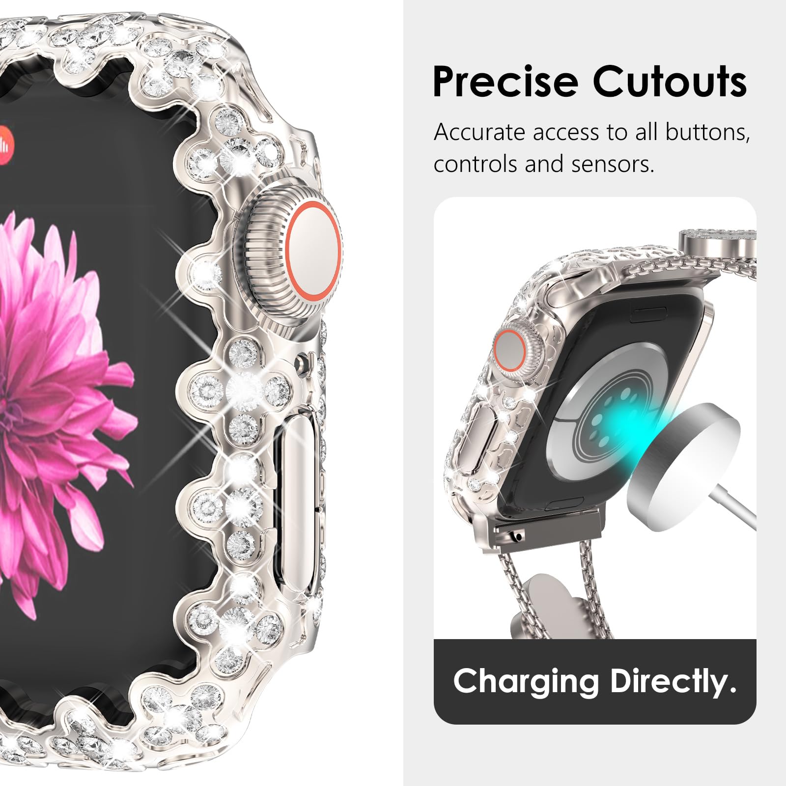WINGLE Bling Case for Apple Watch 41mm Screen Protector Case Series 9 8 7 - Image 4