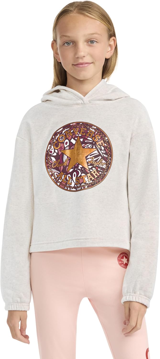 Converse Girls' Print Fill Chuck Patch Graphic Pullover Hoodie