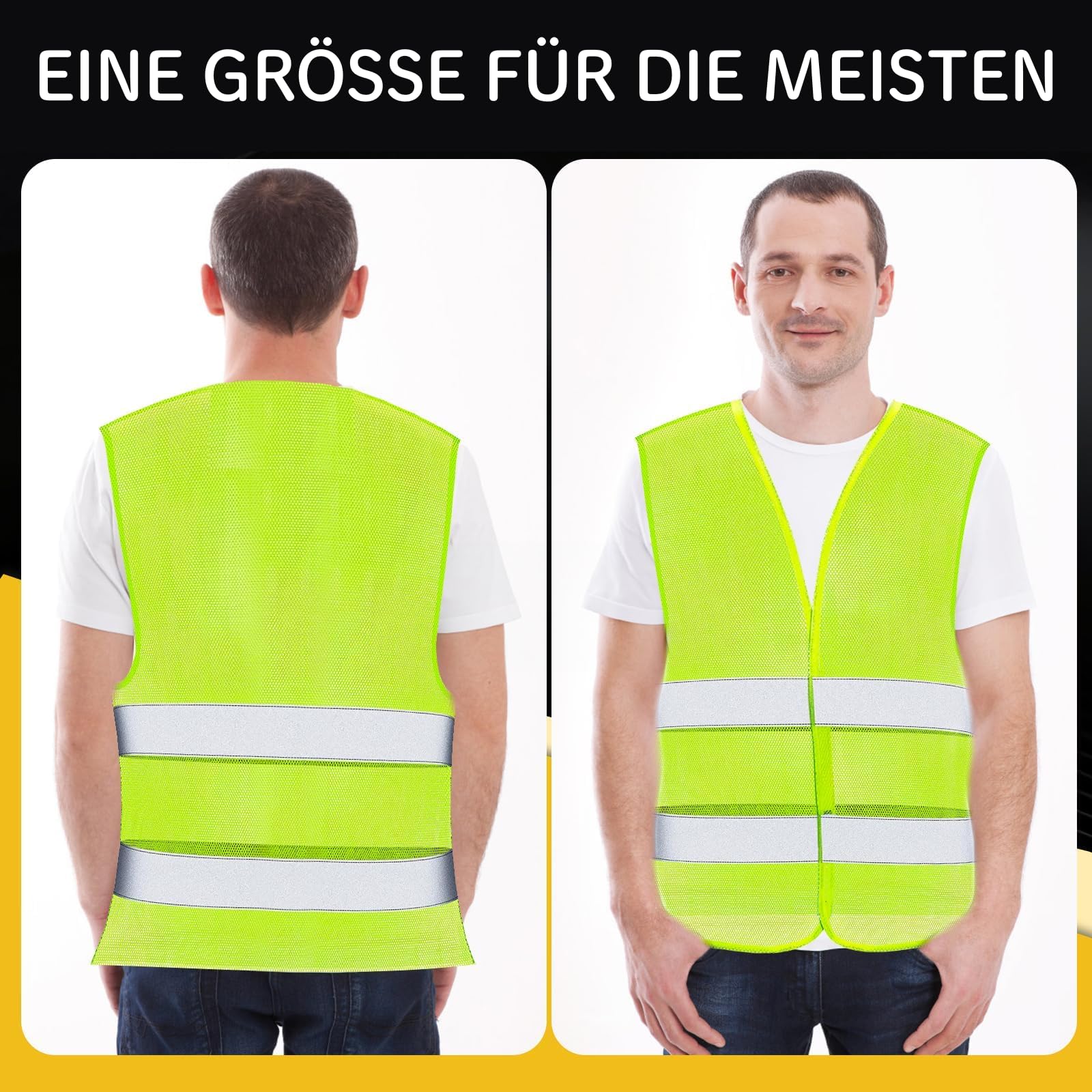 30 Stück Warnwesten Auto für Erwachsene, Männer und Frauen, gut sichtbare Sicherheitsjacken, reflektierende Sicherheitsweste aus Mesh-Material für Outdoor-Aktivitäten, Bauarbeiten, Verkehr