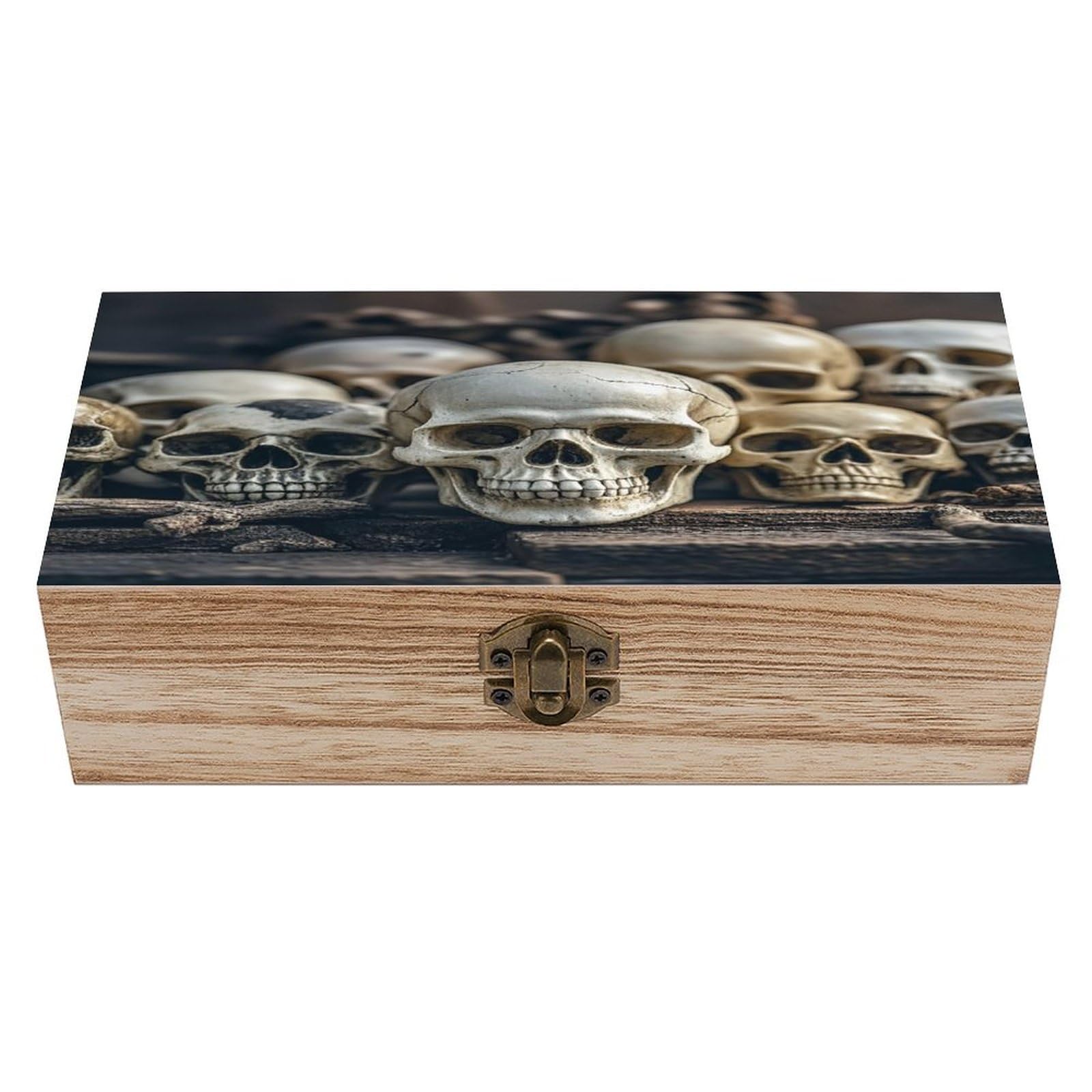 LZQPOEAS Skulls Wooden Box Storage Space to Organize Jewelry in A Beautiful Small Storage Box Decorative Card Boxes Memory Treasure Boxes for Crafts And Photo Storage