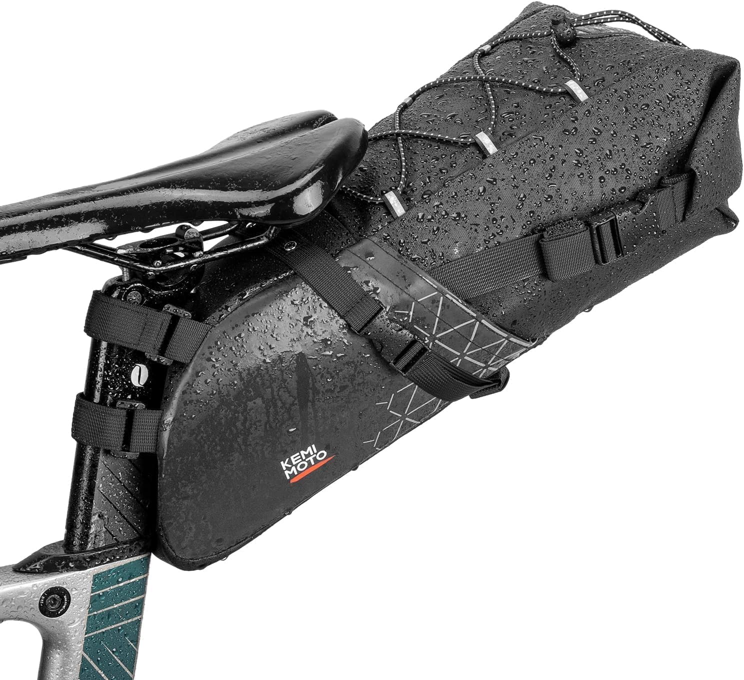 KEMIMOTO Satteltasche Fahrrad 11L, 100% wasserdichte Fahrradtasche Sattel, Fahrrad Sitztasche, Rennrad Satteltasche für E-Bike und MTB, mit Befetigungrimen zur Halterung
