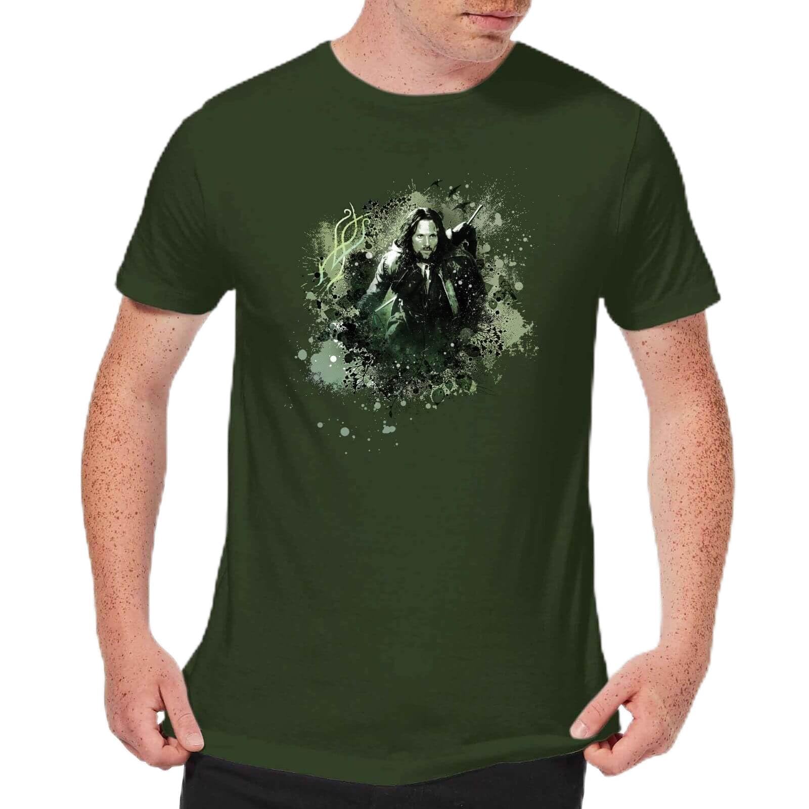 Zavvi Unisex Multi The Lord Of The Rings Aragorn Colour Splash Men's T-Shirt - Forest Green L