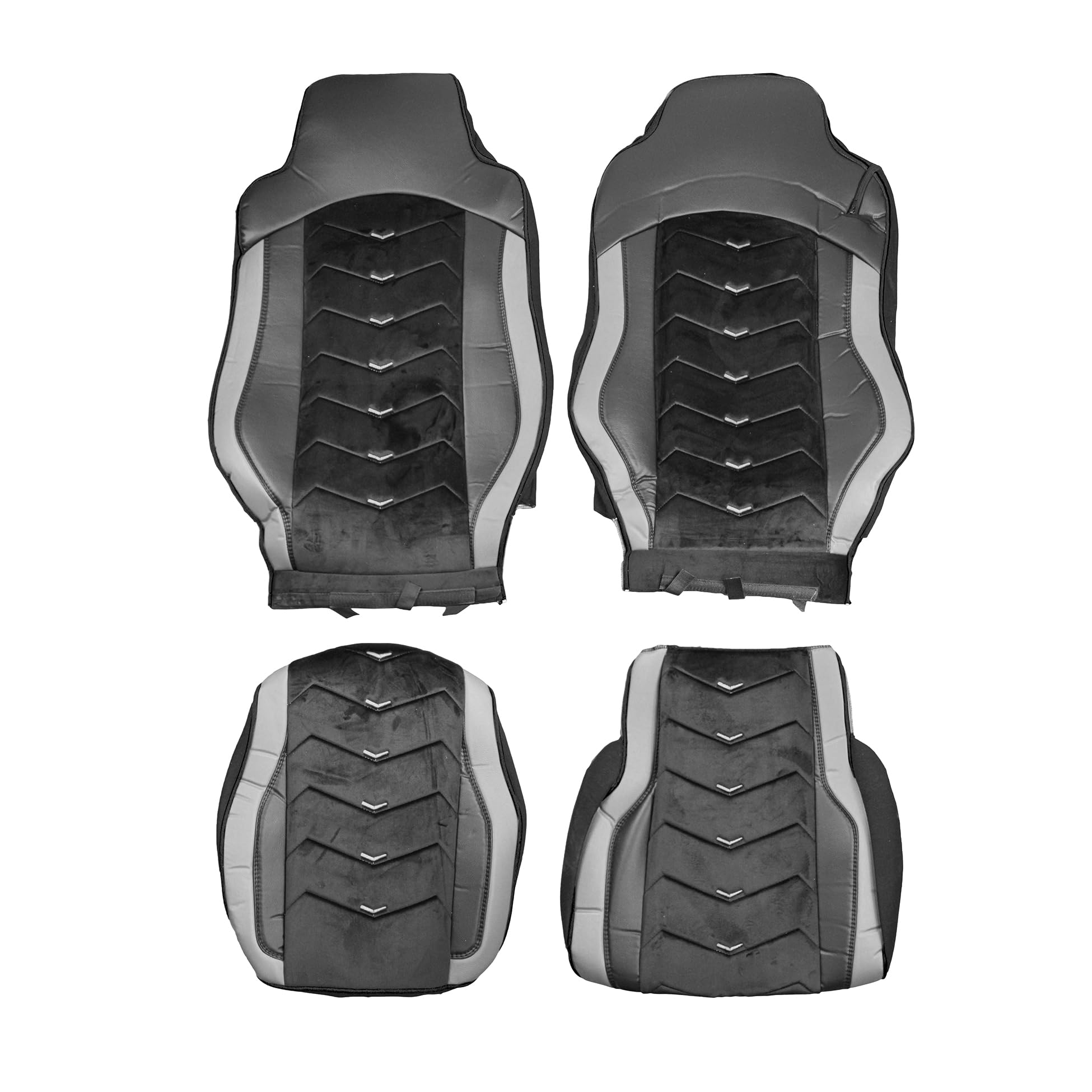 Generisch Fundas de asiento aptas para MAN TGX TGS TGM TGL 2015-2020 Camión 1+1 Piel/Alcantara, color negro con gris