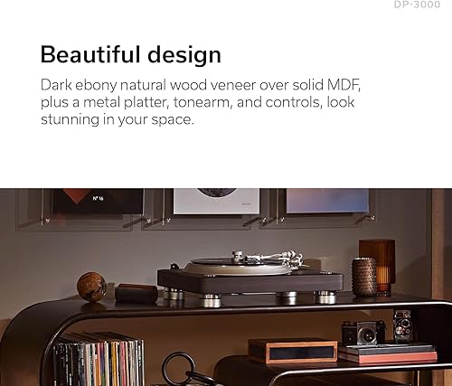 Miniatura 4 de Denon DP-3000NE - Tocadiscos (modelo 2023), tocadiscos moderno para discos de vinilo de 33-13, 45 y 78 RPM, acabado de chapa de madera de ébano