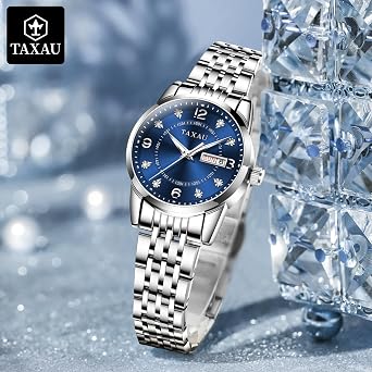 taxau watches for women arabic numerals small dial easy read women's watches simple style date stainless steel waterproof watches for women reloj para mujer