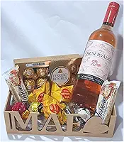 Cesta de Chocolates e Vinho para Presente Mãe, Dia Das Mães, Aniversário Mãe