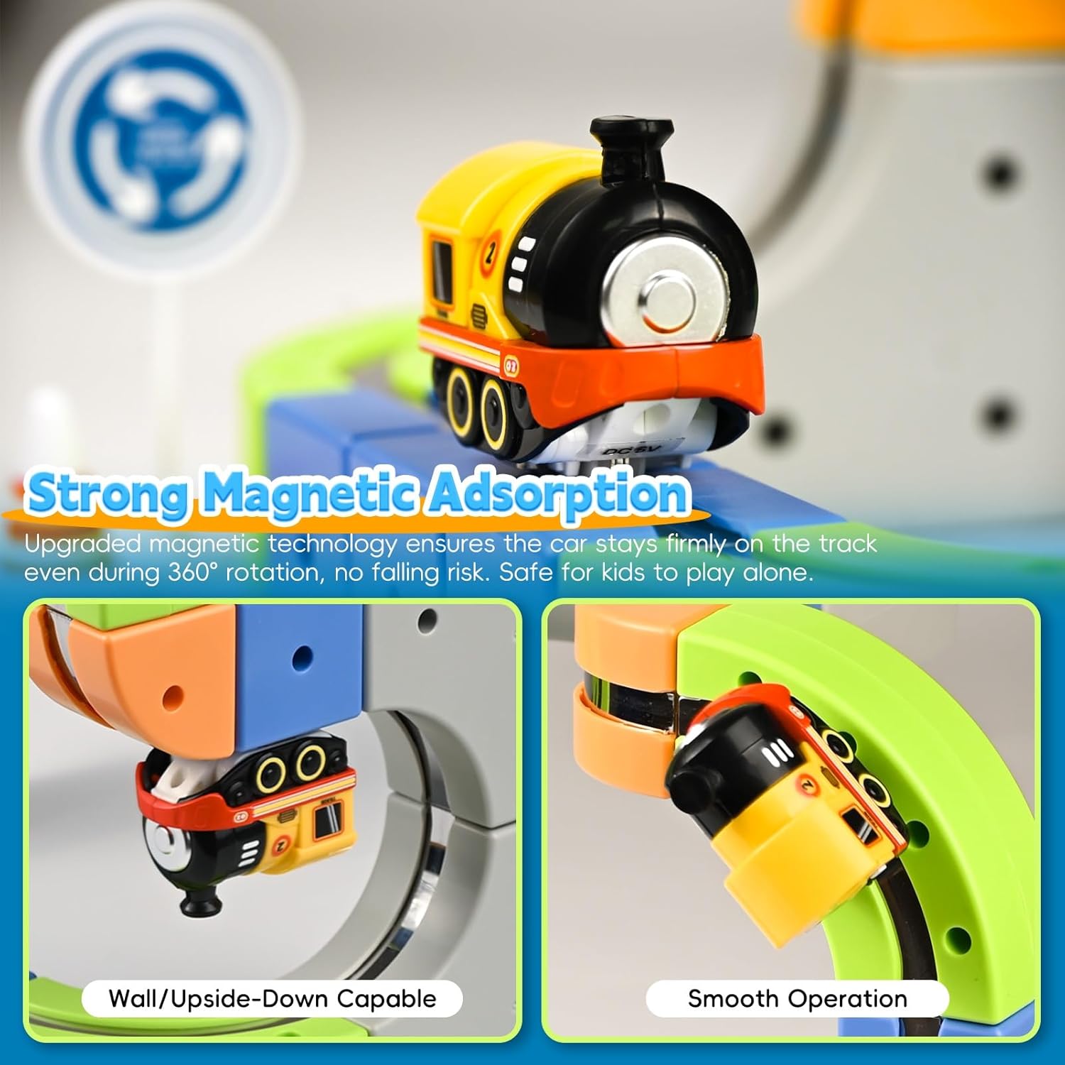 3D Infinity Track Starter Set - Magnetic Electric Train Toy for Beginners, Anti-Gravity Loop with Assembly Tool, Compact Cube Track Building Kit, STEM Intro Gift for Boys Girls