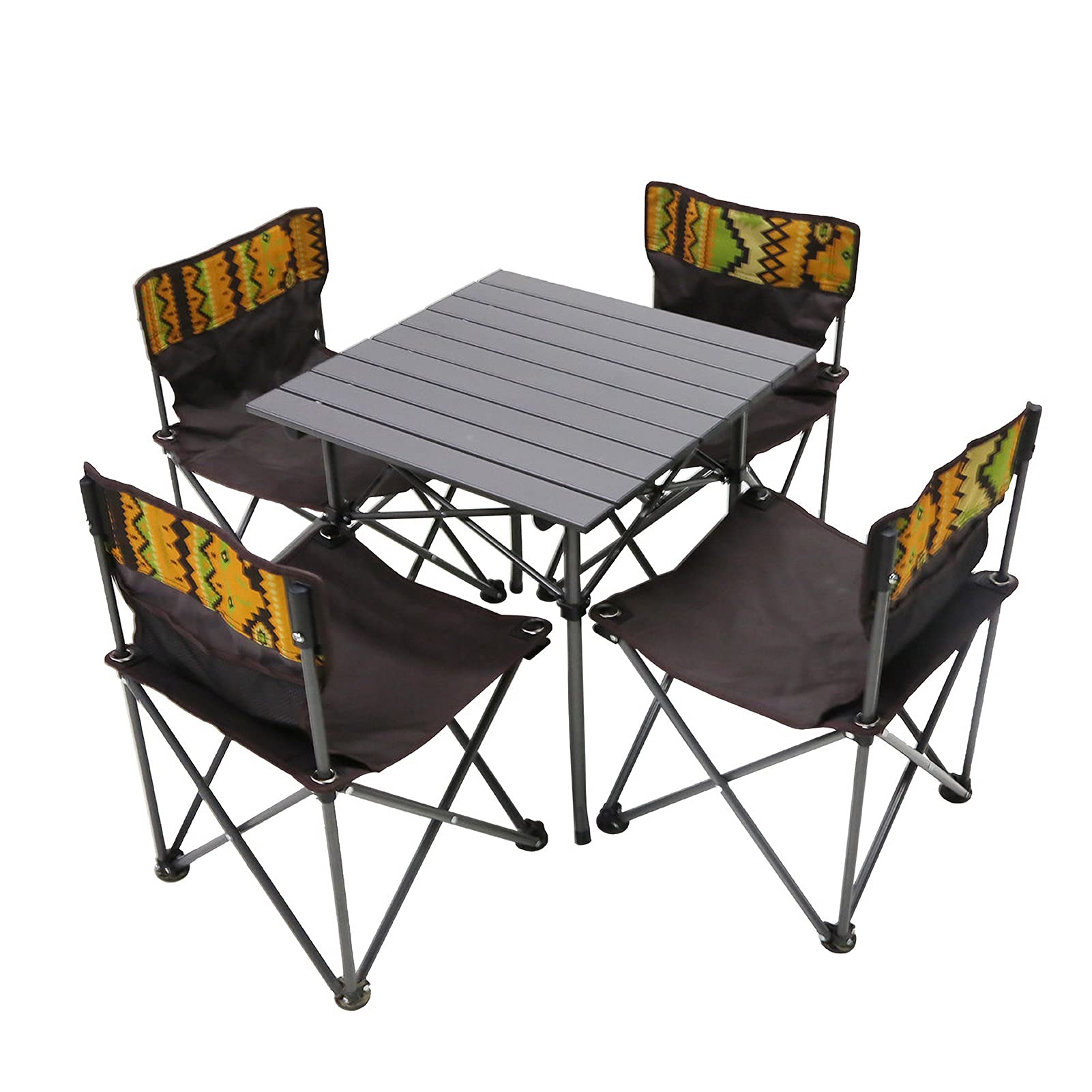 UELEGANSUELEGANS Lightweight Folding Portable Table Chair Set with Tote Bag for Camping, Caravanning, Festivals, Gardens, Bbqs, Fishing And The Beach