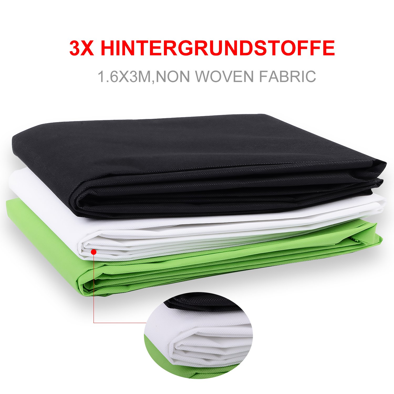 HAKUTT® Profi Photo Studio Set Studioleuchte Studio imposta Hintergrundsystem Lampenstativ Softbox Photography mit Schutztasche