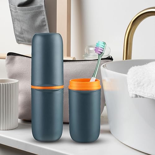Miniatura 3 de Estuche para cepillo de dientes de viaje cilíndrico sellado de plástico portátil portacepillos de dientes, tapas de almacenamiento de pasta de