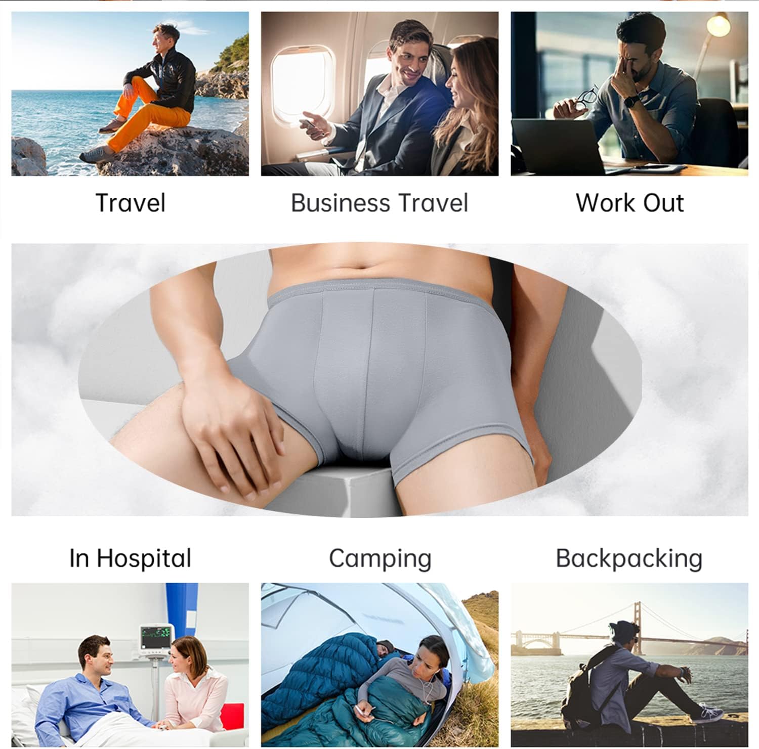 20 Packs Or 5 Packs Mens Disposable 100% Cotton Underwear Boxers Shorts for Travel Fitness Swimming Hotel Spa Hospital Stays