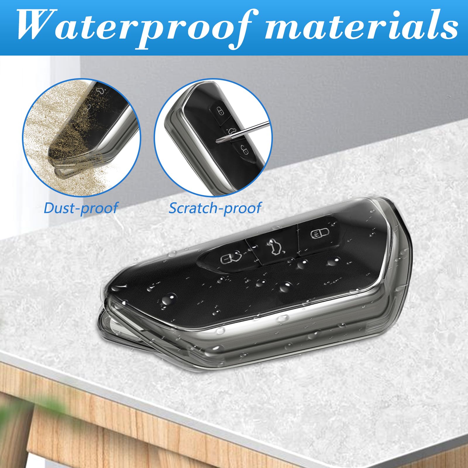 Przezroczyste etui na kluczyki samochodowe, 2 sztuki, TPU, etui na kluczyki samochodowe, 3 przyciski, do VW Lamando Teramon ID.4X, ID.3, ID.6X, Golf 8