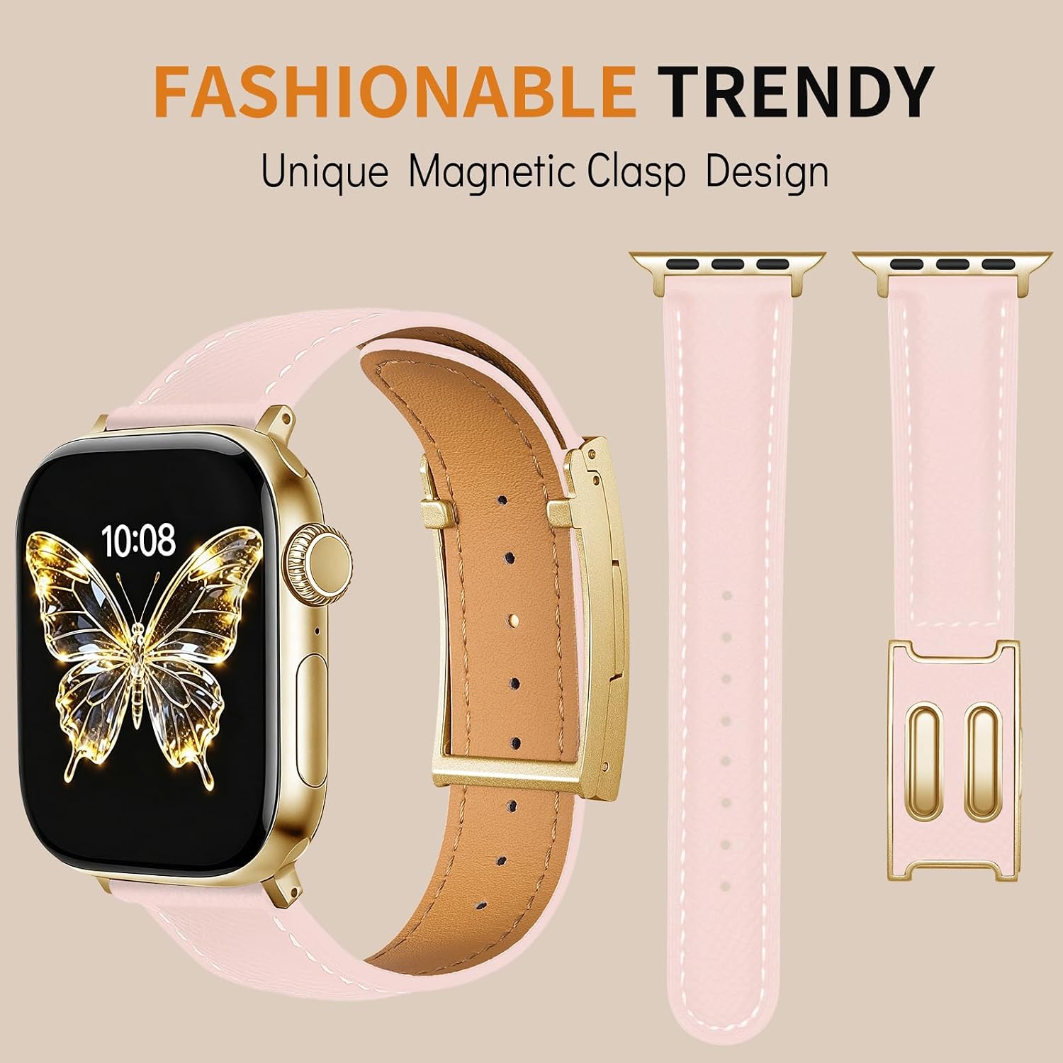 Leather Magnetic Band Compatible with Apple Watch for Women image 2