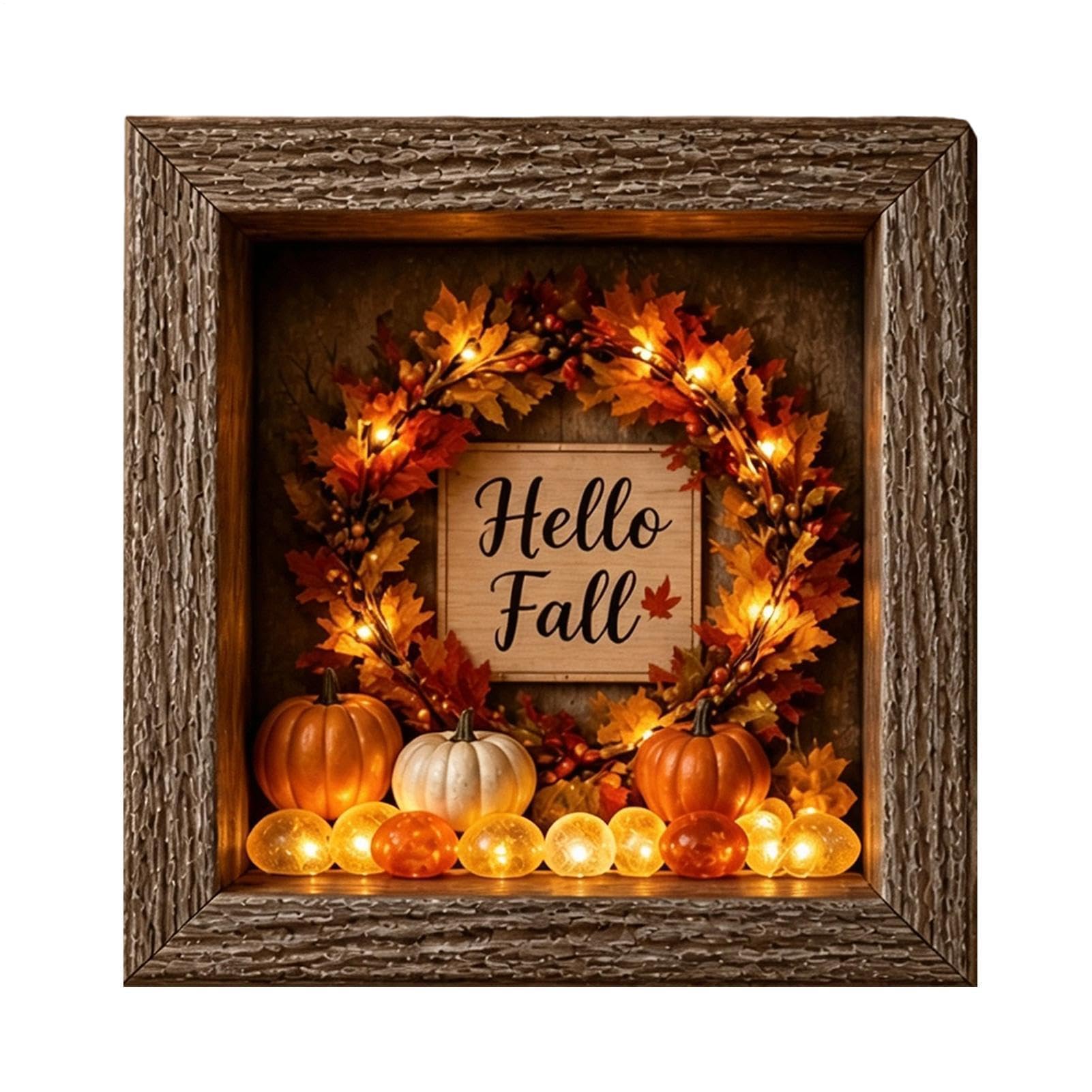 Marco de madera de Halloween retro para regalar como decoración de mesa con luces