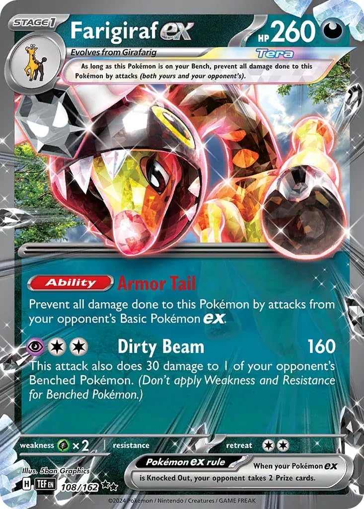 Farigiraf ex 108/162 Double Rare Pokemon Card | Temporal Forces Set | Scarlet & Violet Series | Titan Authenticated