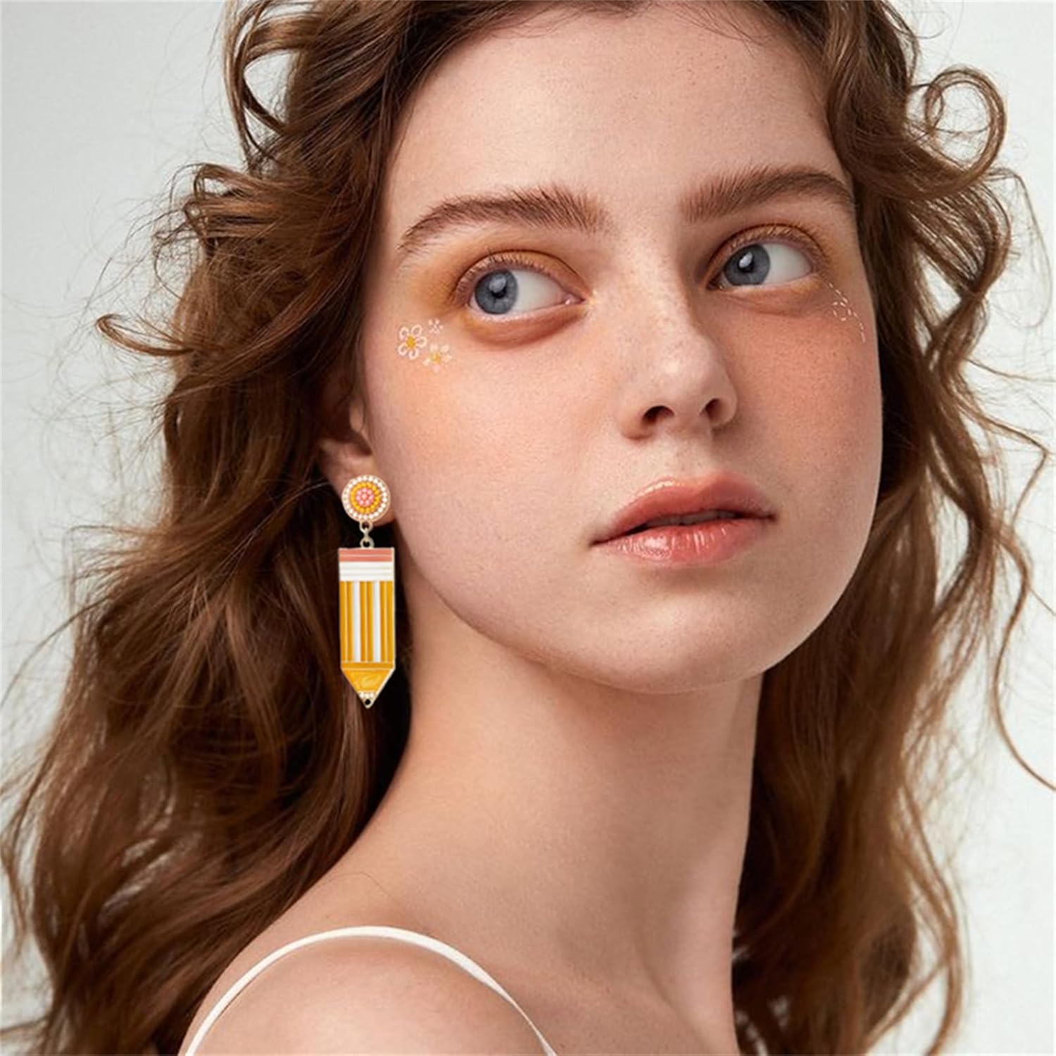 Teacher Earrings for Women Sparkling Rhinestone Beaded Drop Earrings Rainbow Book Pencil Earrings Colorful Teacher Appreciation Jewelry Gift - Image 3