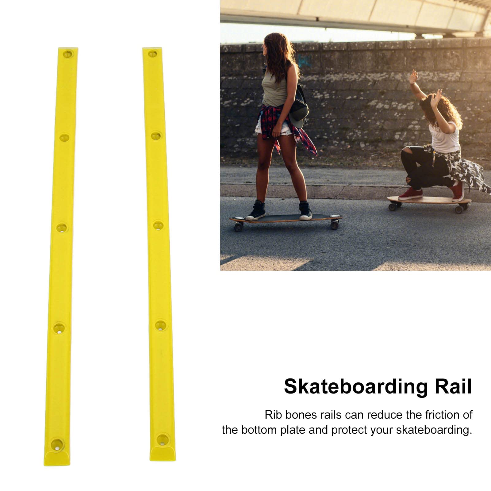 Shanrya Rails pour nervures flexibles stables Longboard Per(jaune)