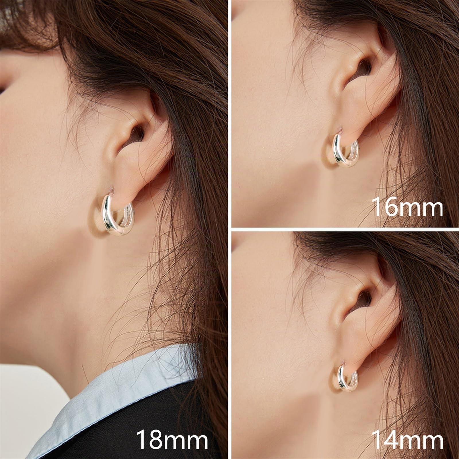 ALEXCRAFT 4 Paia Orecchini a Cerchio Argento 925 in Oro 14K/Oro Ipoallergenici per Fori Multipli con Confezione