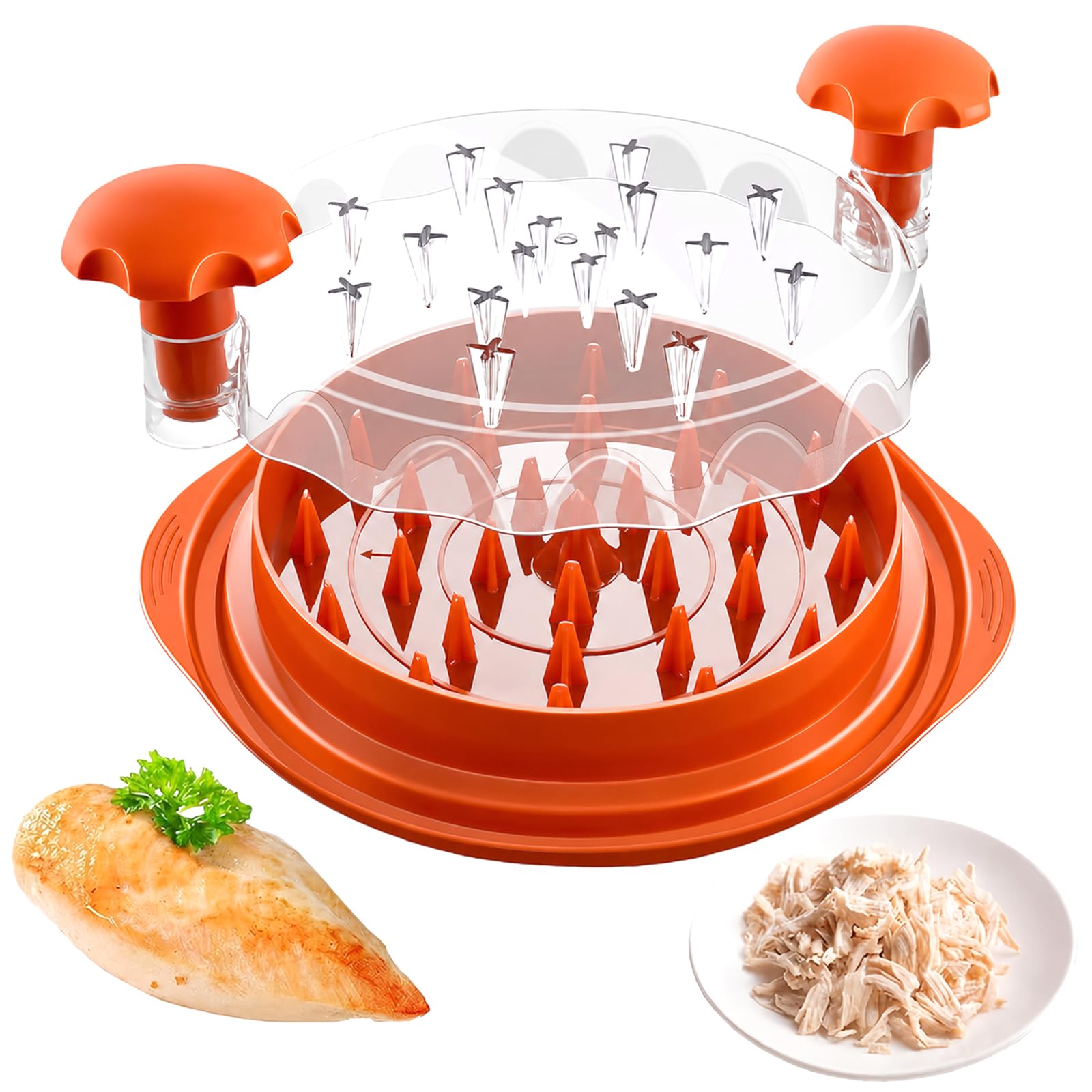Chicken Shredder Tool Twister, Meat Shredder Machine Visible, Meat Masher for Home Kitchen Accessories, Large Chicken Breast Shredders, Anti‑Slip Ergonomic Handle (Orange)