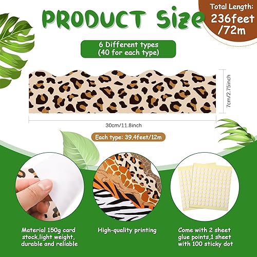 Miniatura 2 de Containlol Bordes de tablón de anuncios de verano de 236 pies, bordes festoneados, decoración de aula para escuela, pizarra blanca, póster de pared,