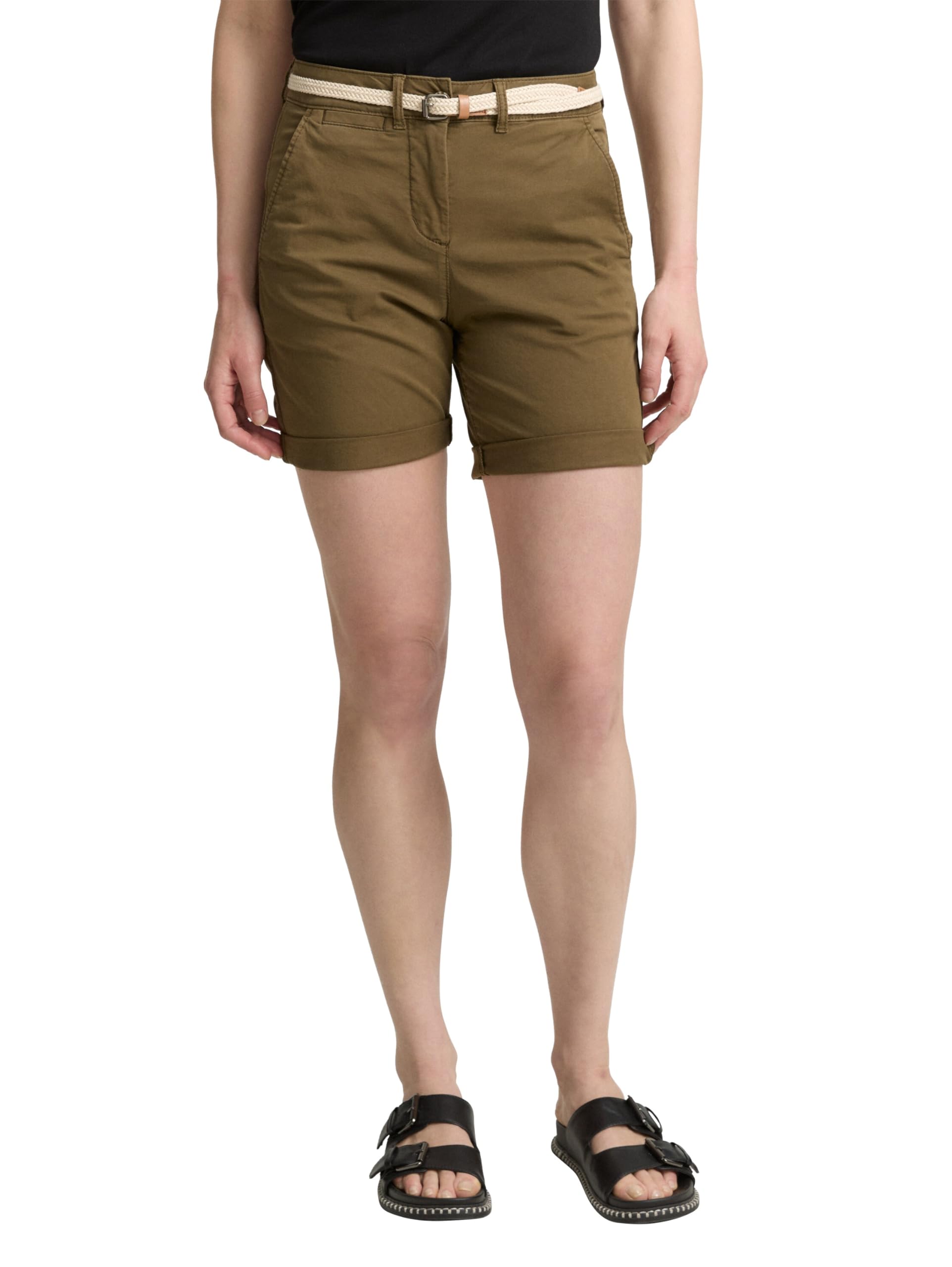 Tom Tailor Damen Chino Bermuda Shorts mit Gürtel