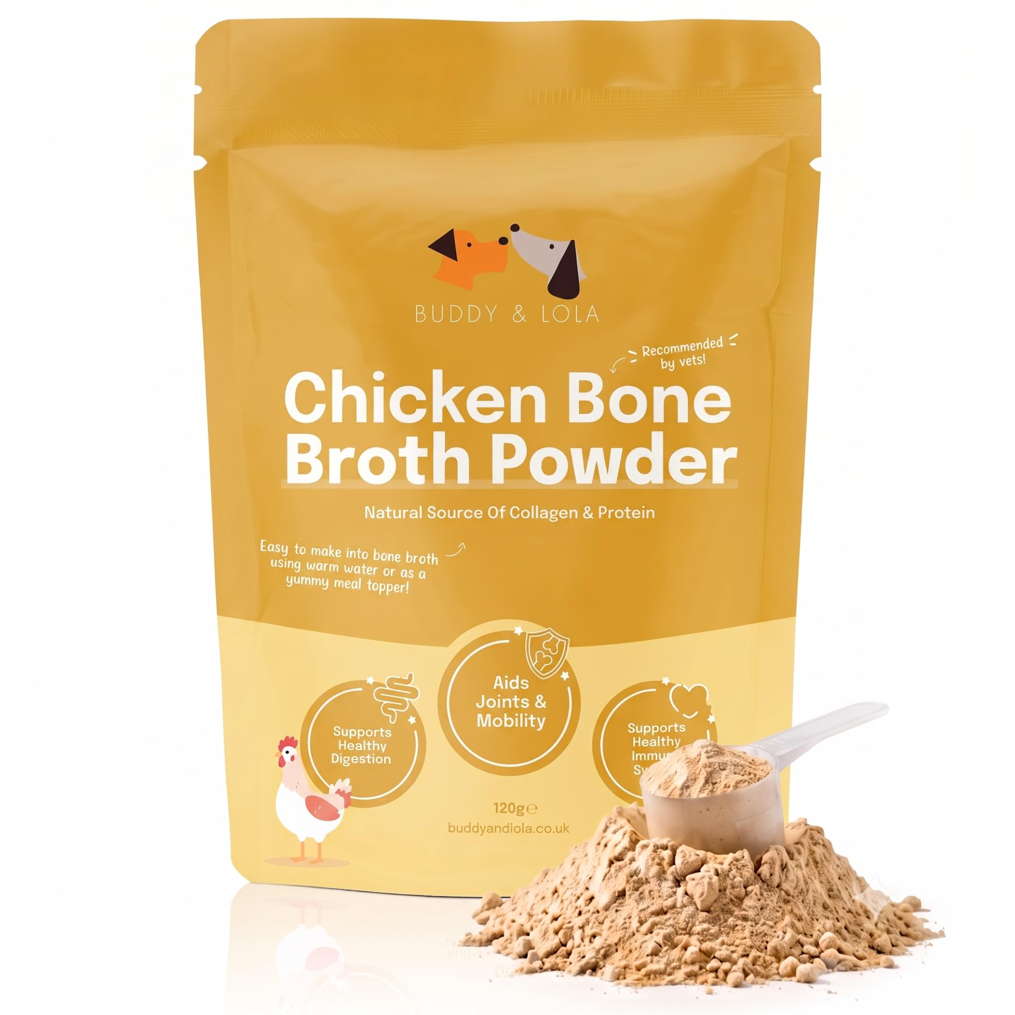 Buddy & Lola Chicken Bone Broth Powder for Dogs - Joint & Tummy Support