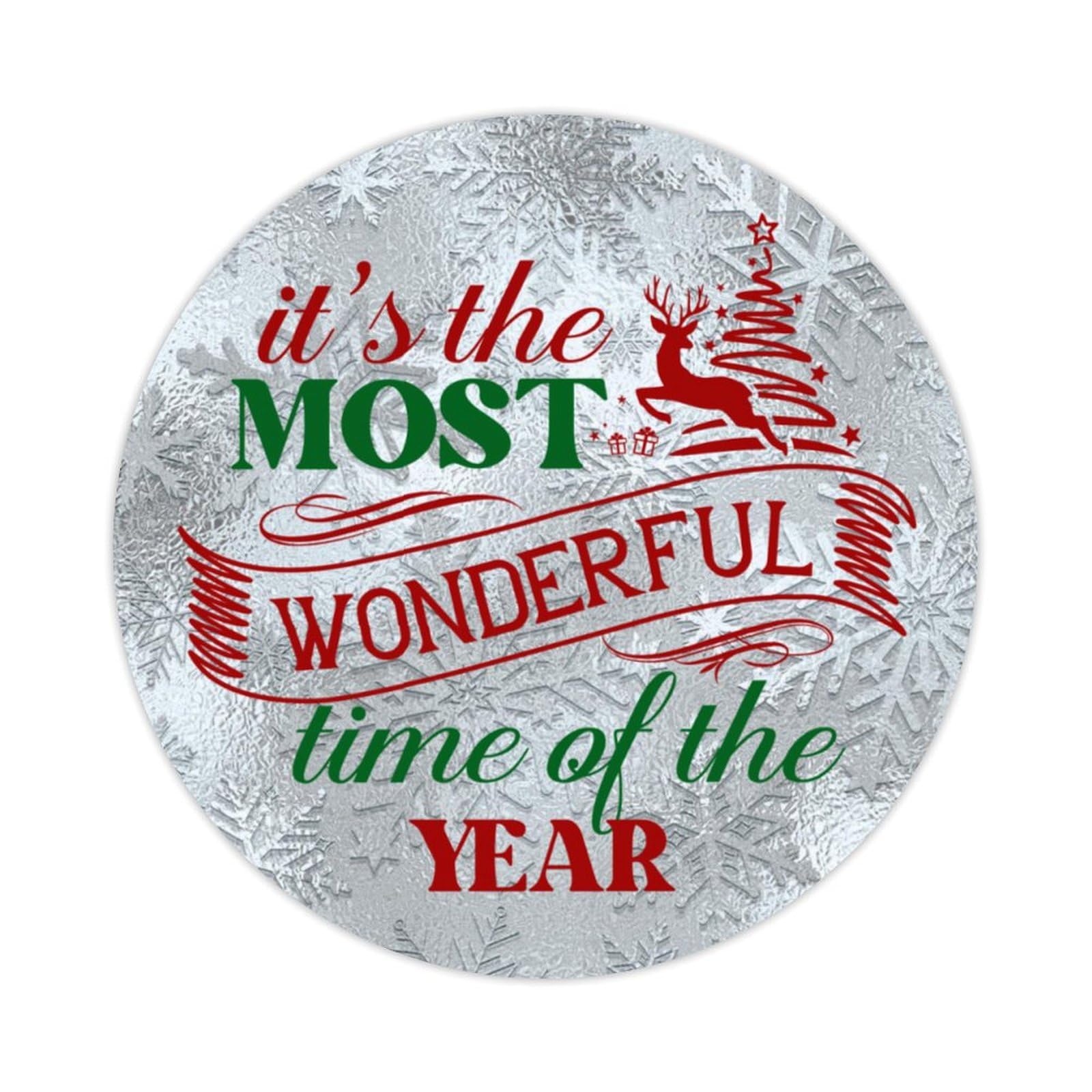 Zyadsinoudor It The Most Wonderful Time of The Year Stickers 50 Pcs Christmas Word Stickers Pack Christmas Phrase Water Bottle Stickers Round Decals for Wall Laptop Water Bottles Cup Holiday 2inch