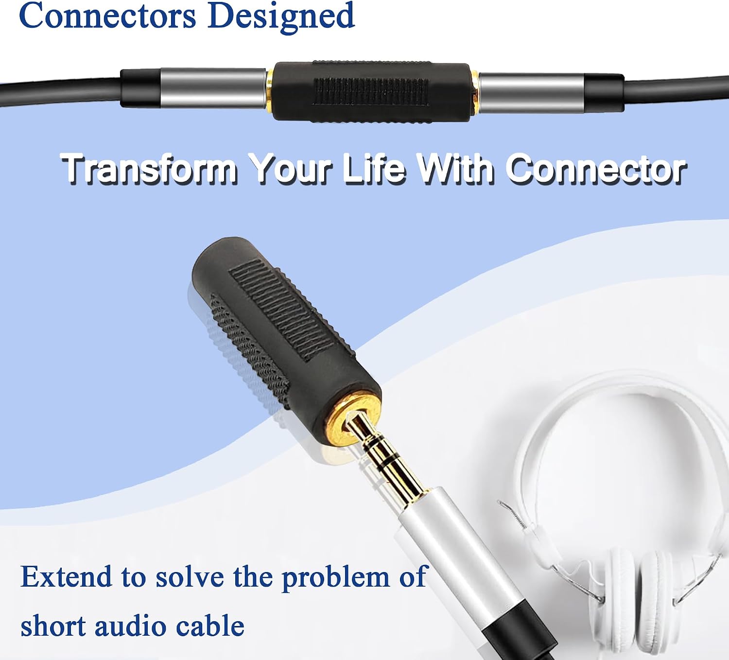 1/8 inch Audio Adapter 3.5MM Female to Female Coupler Stereo Connector for Headphones 4pcs