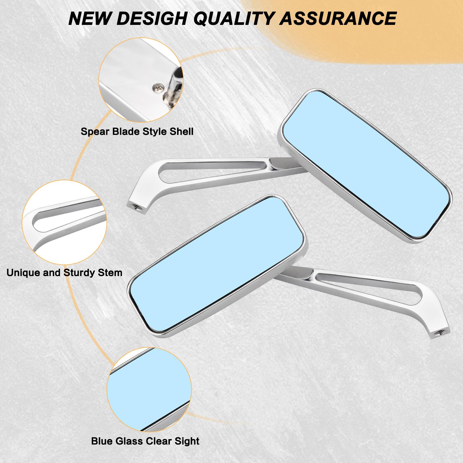 Amazon.com: VG MOTO Motorcycle Rectangle Rearview Mirror 8mm 10mm