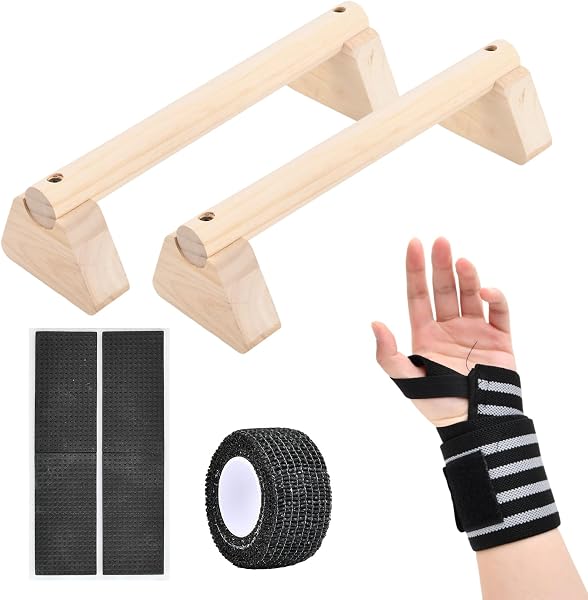 2 Pcs Barre Parallel 25cm 30cm, Épaisse, Capacité Charge 300kg, Parallettes avec Support Poignet Réglable, Base Antidérapante, Haltere Musculation, Poutre Gymnastique Push Up Calisthenics Yoga - 1