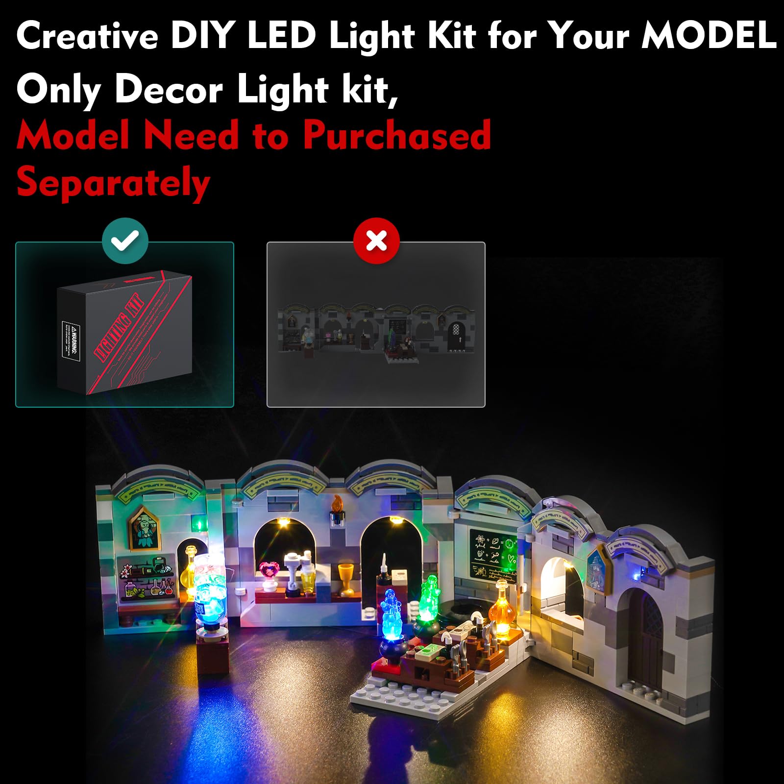 LocoLee LED Light Kit Compatible with Lego Hogwarts Castle: Potions Class - No Models Only Light, Creative Lighting Set Accessories Compatible with Lego 76431 Set