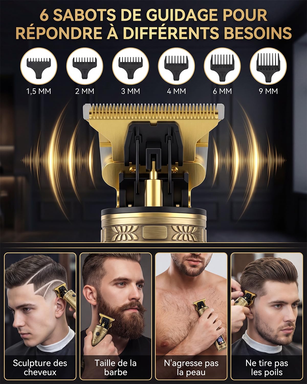 Tondeuse Cheveux Hommes, Tondeuse Barbe Homme T Zéro écart Avec écran LED, IPX7 Étanche à L'eau Sans Fil Tondeuse Precision Rechargeable, Tondeuse Professionnelle pour Famille Barbier et Cadeau Homme
