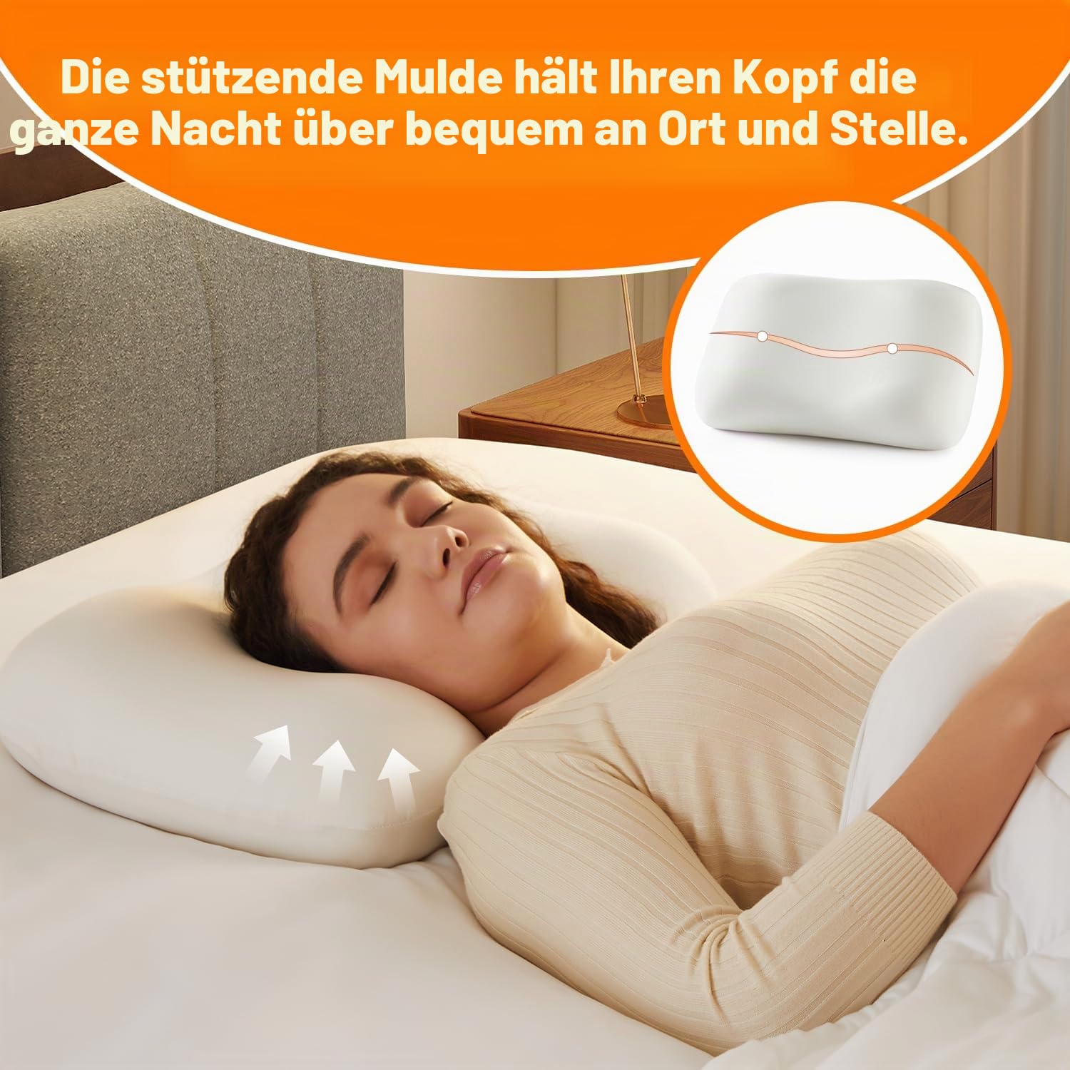 Jamdok Reisekissen aus Memory-Schaum zum Schlafen, ergonomisches Kissen mit Travel Bag für Reisen, Abnehmbarer Bezug, tragbar,Lendenkissen(51.5 x 34cm)