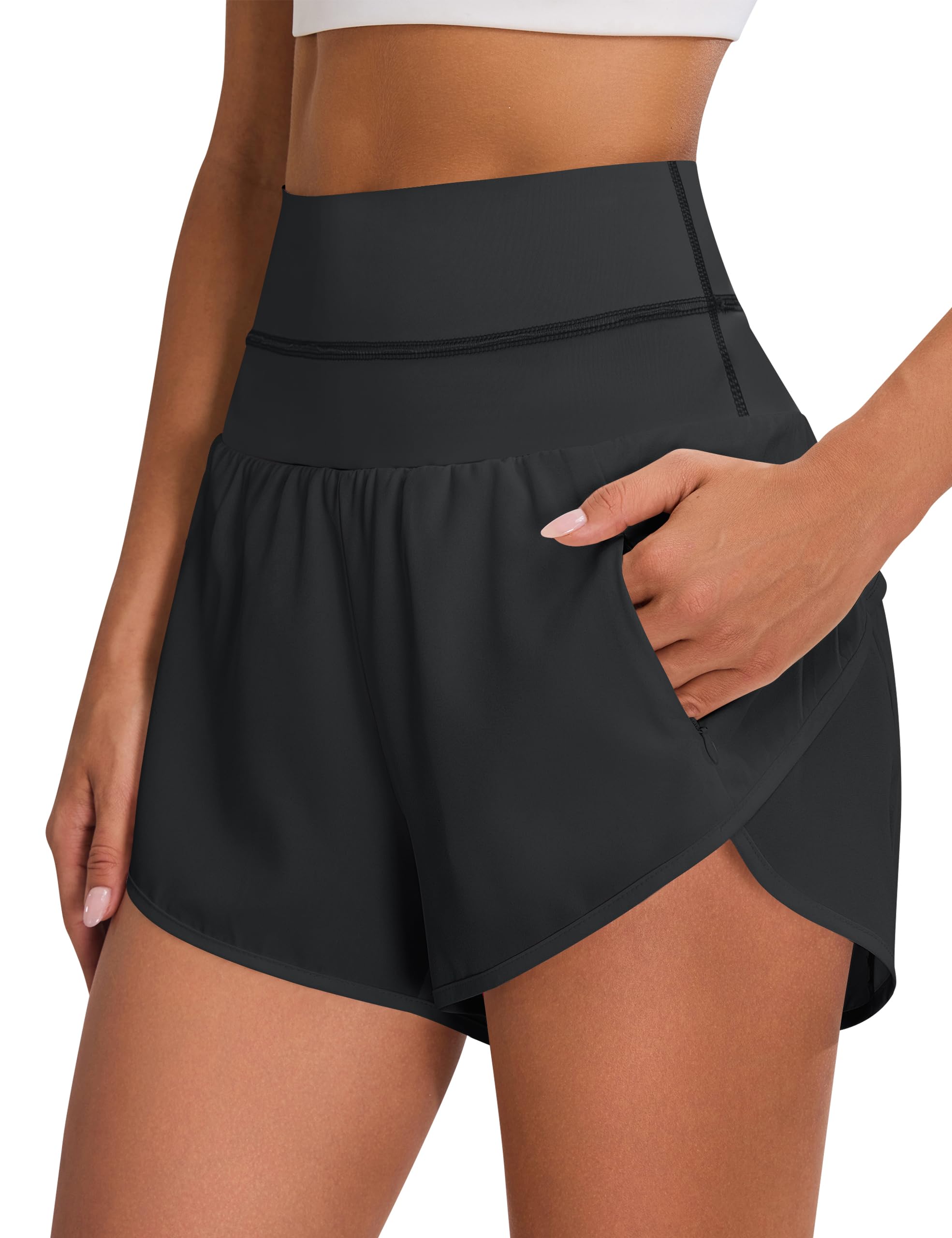Blooming Jelly Womens Workout Shorts Athletic Running High Waisted Gym Exercise Shorts with Pocket