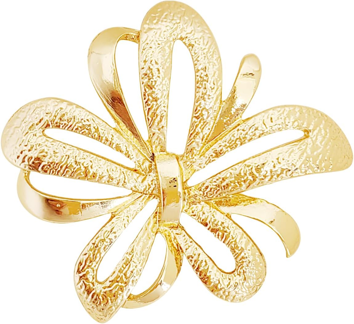 Gold Brooches for Women Ladies Yellow Broach Flower Bow Rhinestone Lapel Pins Blazer Dress Denim Jacket Accessories