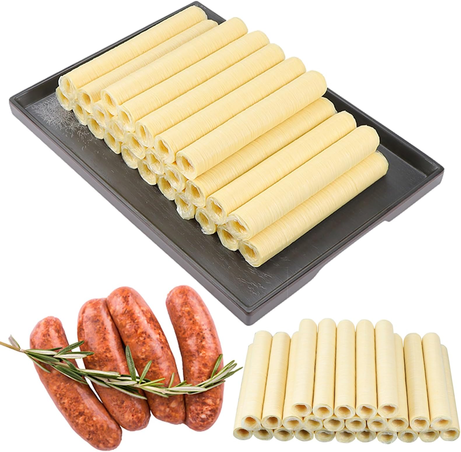 Edible Drying Sausage Casing,HALAL Collagen Sausage Casings for Hot Dog,Breakfast Sausage,Chorizo and Most Delicious Sausage,Homemade Sausages Ham for Sausage Stuffer,15m/49ft,Diameter 28mm,1 Roll
