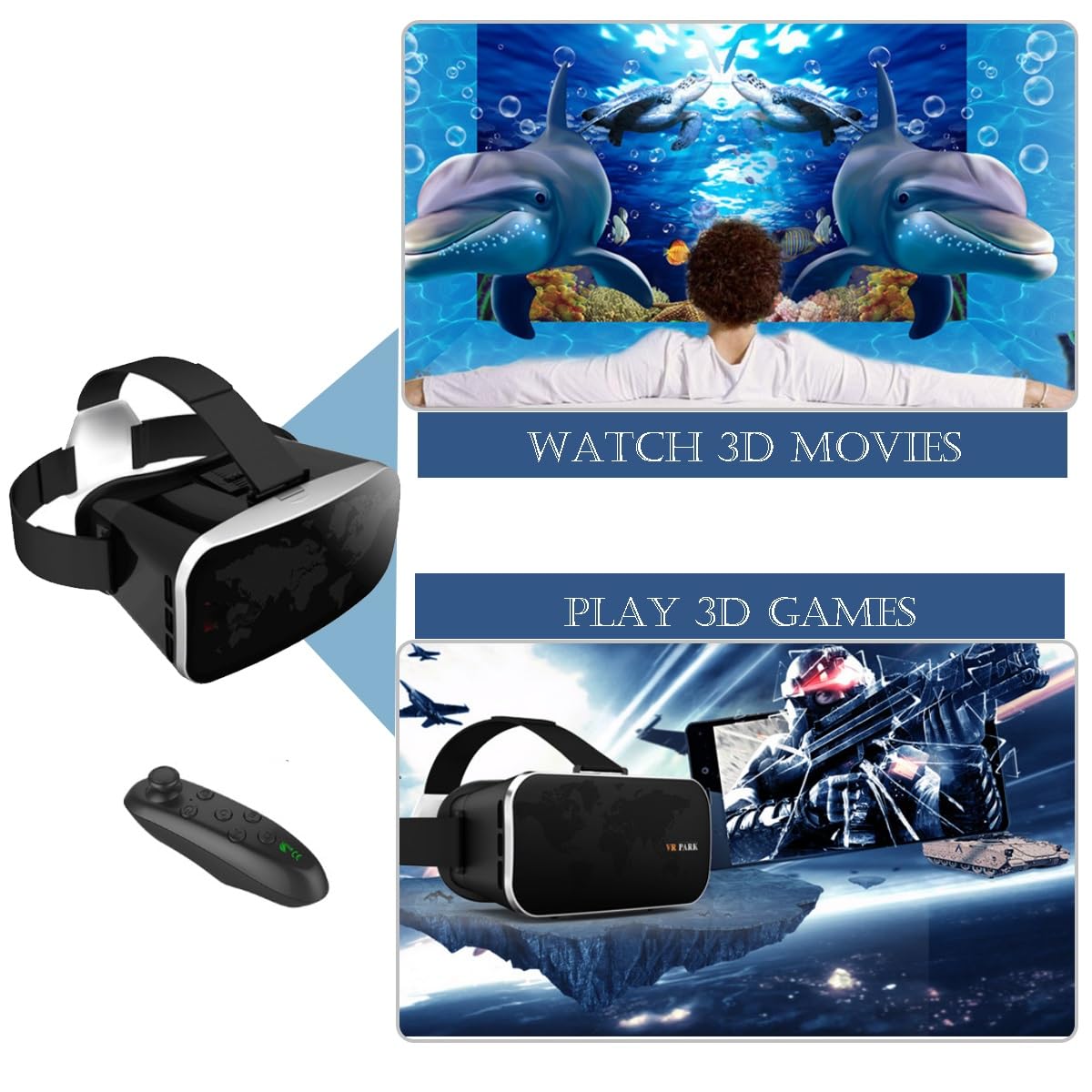 Gafas VR inteligentes de realidad virtual HD: gafas VR con protección ocular con luz azul, gafas VR inteligentes de realidad virtual HD, se pueden usar gafas VR for sistemas Android IOS: regalos ideal