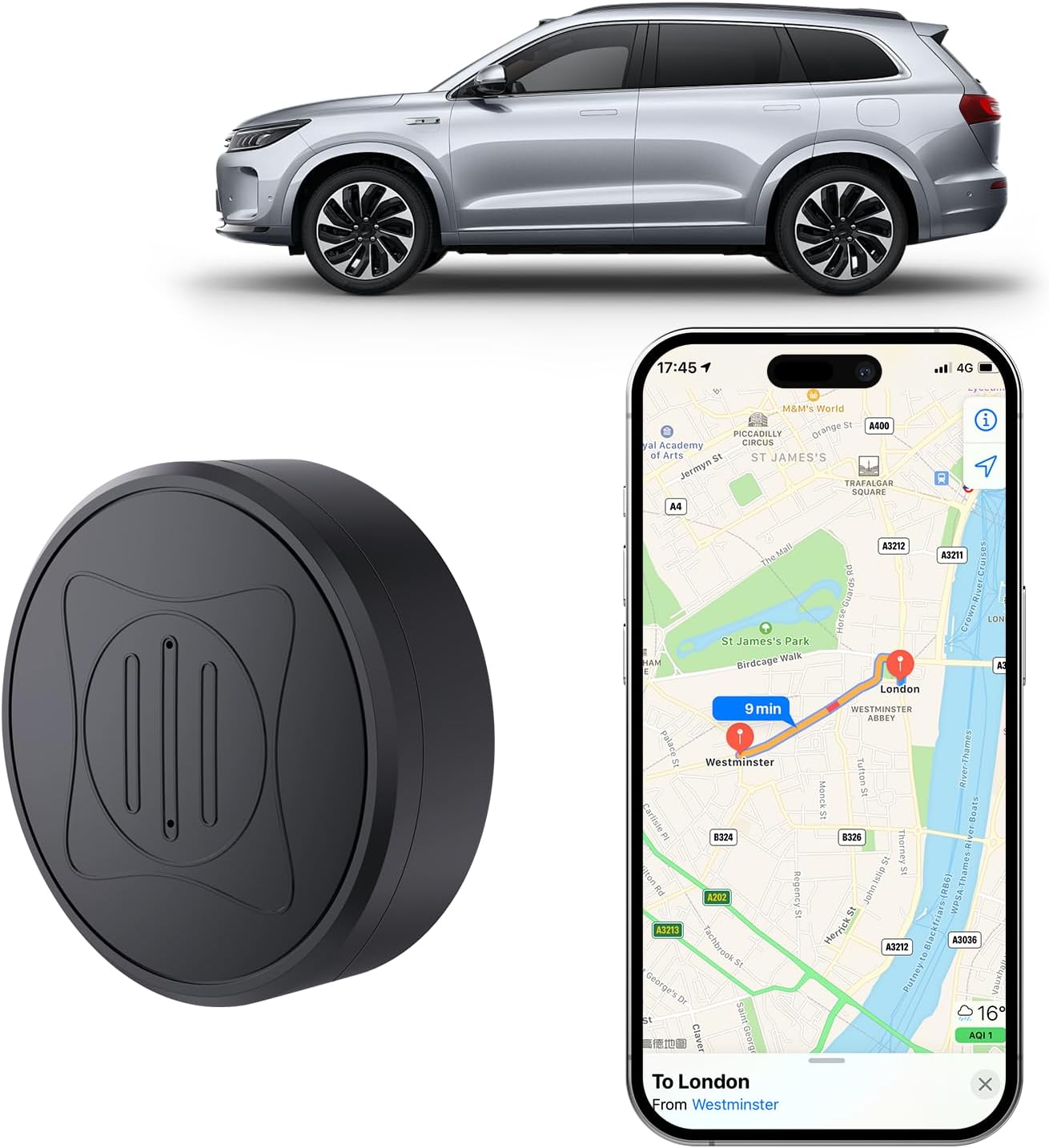 Mini GPS Tracker for Vehicles: Tracker Device for Vehicles No Subscription No Monthly Fee Car Tracker Device Hidden Magnetic Real-Time Tracking for Cars Dogs Kids (GF10-05)