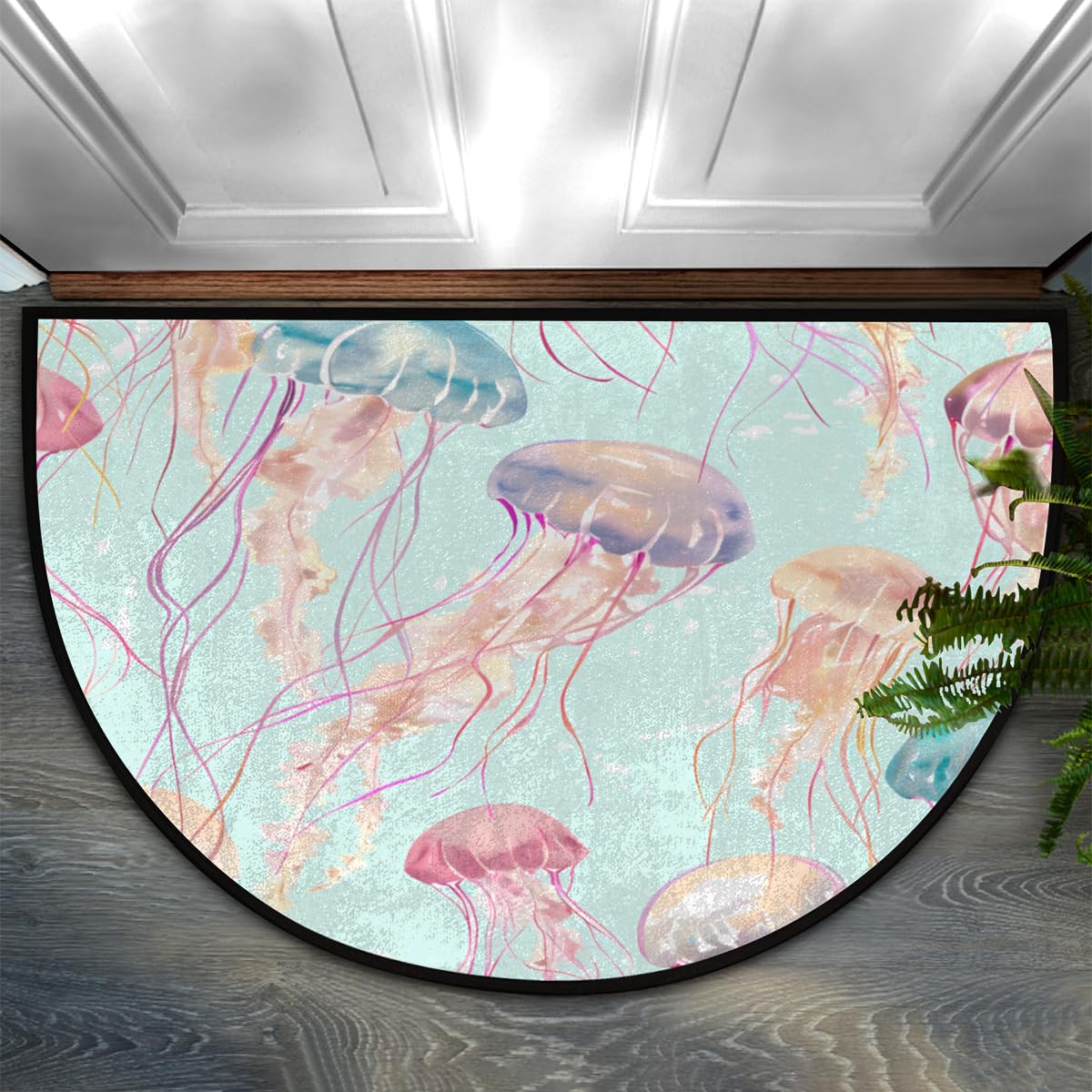 Paillasson demi-lune mer et aquarelle pour décorer votre entrée et cuisine