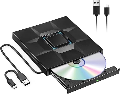 Unidad externa de CDDVD para laptop, unidad portátil USB 3.0 de CDDVD +-RW, grabadora de CD y DVD, unidad USB de CDDVD externa, lector de CD para
