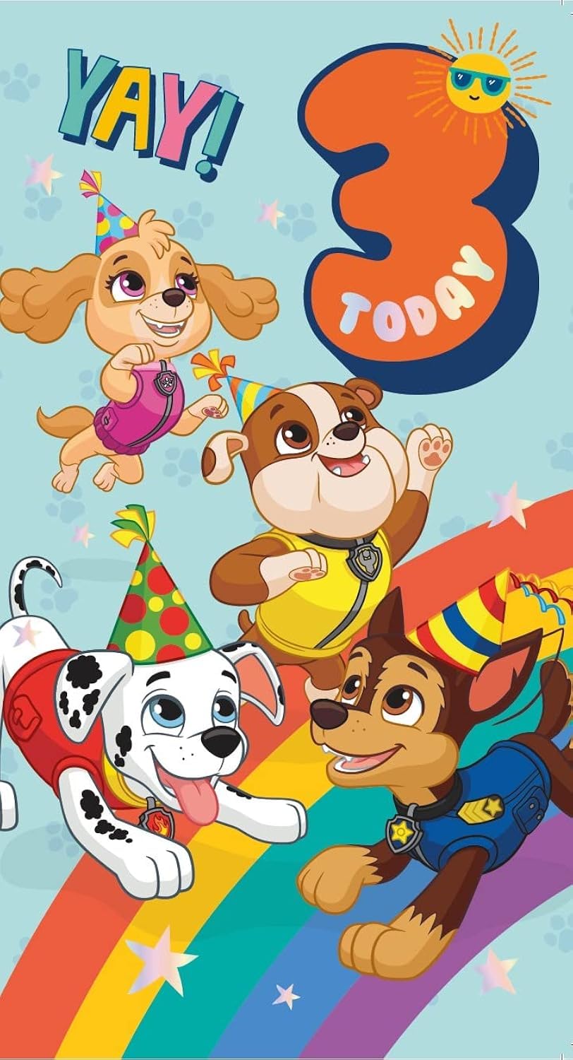 Danilo Promotions Ltd Paw Patrol Official Birthday Card, 3 Today, Age Three, Multiple Colours, PA062