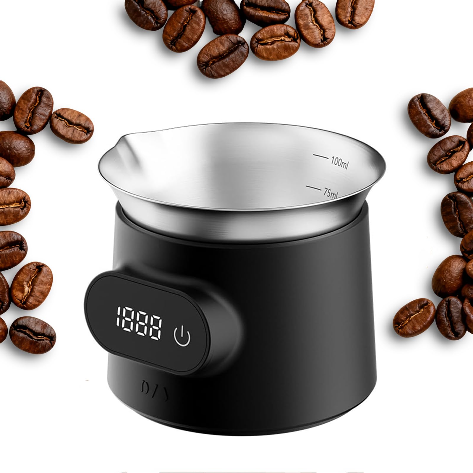 Báscula Digital De Café De 0,2 a 500 G, Vaso Medidor De 100 Ml para Granos De Café, con Pantalla Táctil LED, Precisión De 0,2 a 199,9 G/0,1g Y De 0,2 a 499,9 G/1g. para Espresso