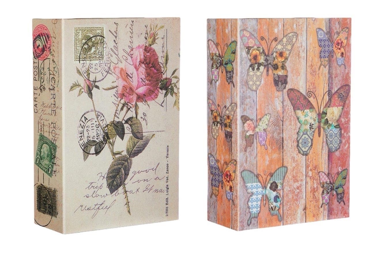 2 Stück Buchtresor Kreativ, Buchsafe mit Schlüssel, Versteckter Safe, Dekobuch mit Stauraum, Buch Safe für Geld, Schmuck, Schlüssel, Bücher Aufbewahrung, 18 x 11,5 x 5,5 cm