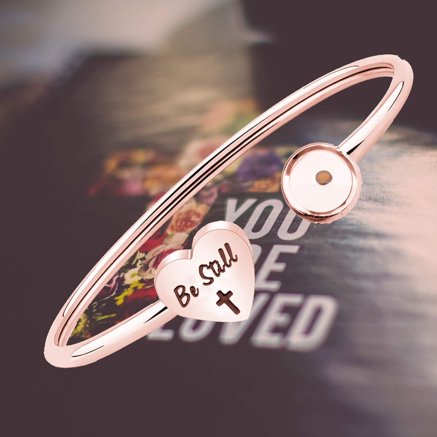 Rose Gold Inspirational Faith Bracelet Jewelry Mustard Seed Flexible Bracelets - Image 6