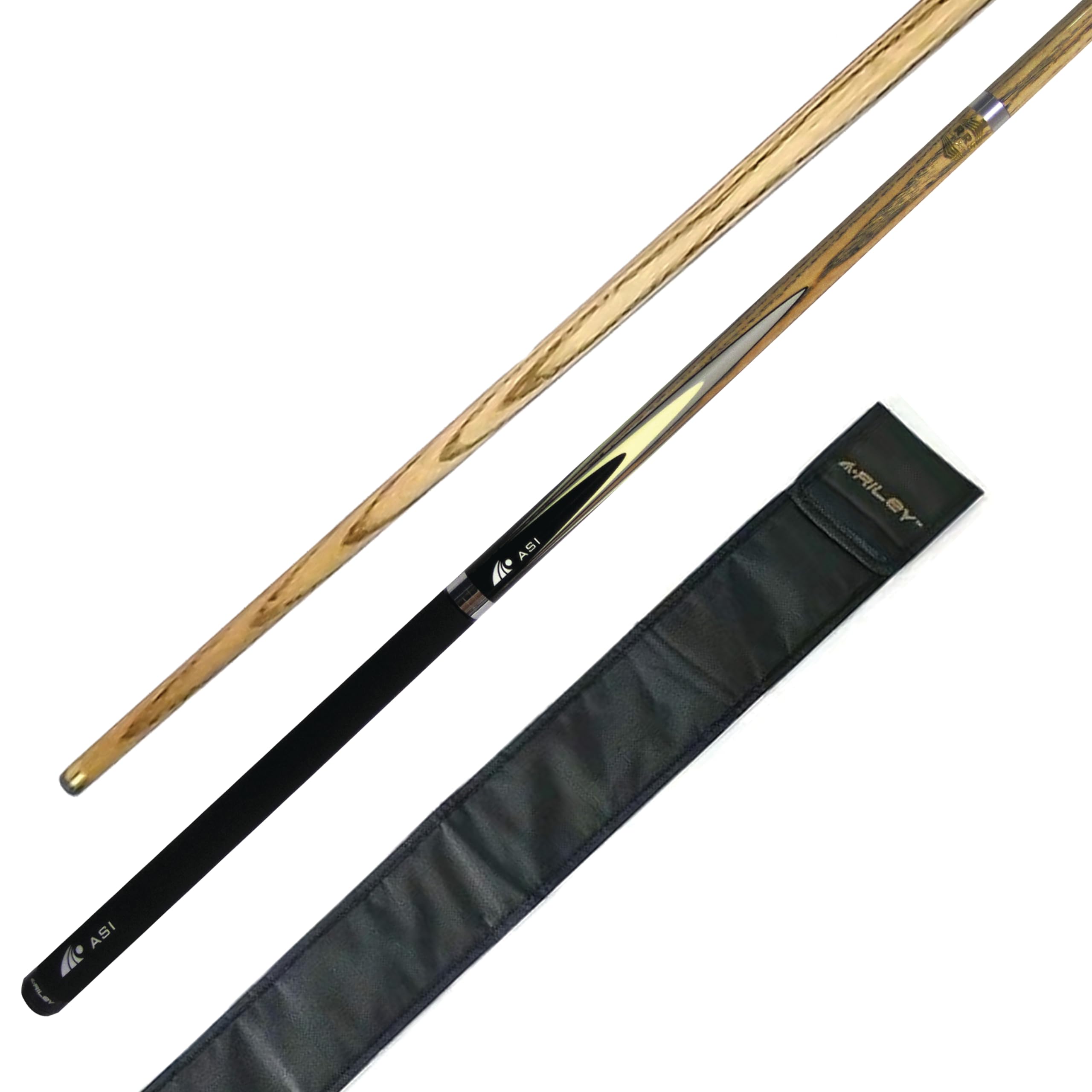 Riley ASI 2 Piece Snooker/Pool Cue and Hard Case with 9.5mm Tip - 145cm - Hybrid Graphics and ASI Butt Section